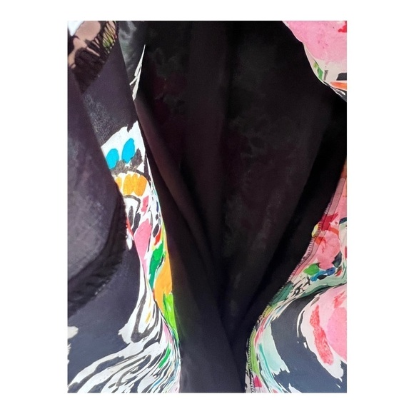 Ralph Lauren LRL Black Floral Inverted‎ Pleat VNeckline Knee Length Shift Dress - Picture 6 of 14